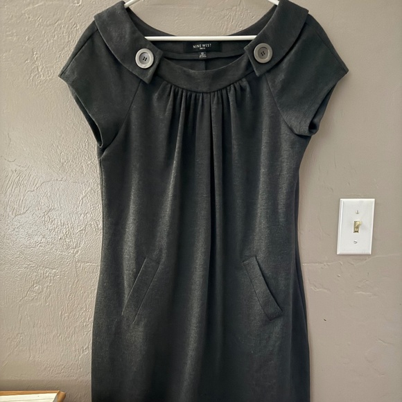 Nine West Charcoal Gray Shift Dress w/Pockets - Picture 1 of 4